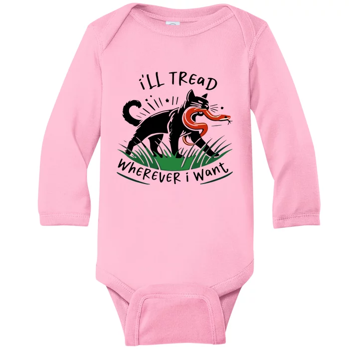 Ill Tread Wherever I Want Cat Ladies For Kamala Madam Baby Long Sleeve Bodysuit