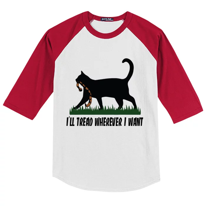 Ill Tread Wherever I Want Cat Ladies For Kamala Funny Kids Colorblock Raglan Jersey