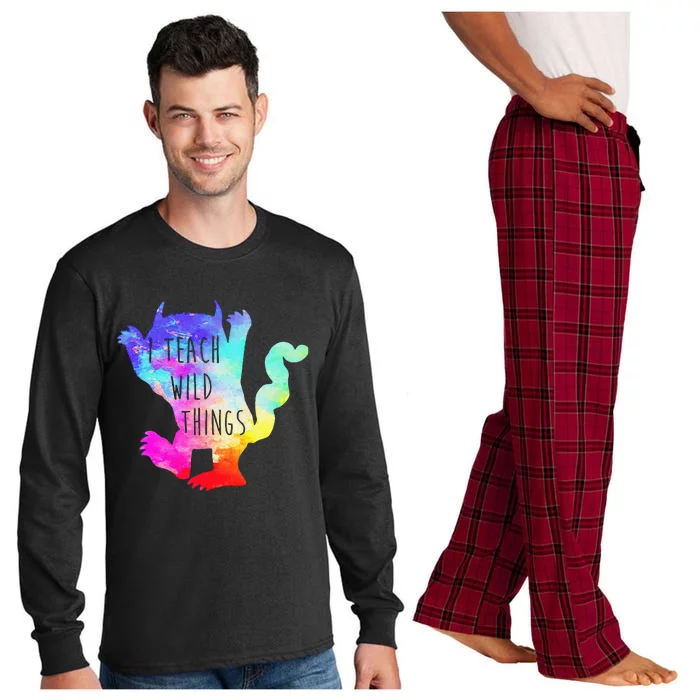 I Teach Wild Things Monster Funny Halloween Gifts Long Sleeve Pajama Set