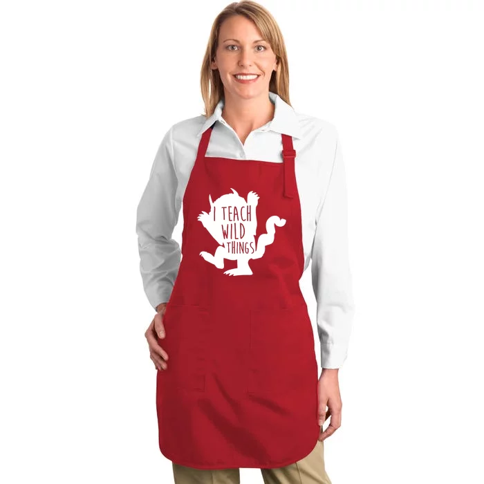 I Teach Wild Things Full-Length Apron With Pocket