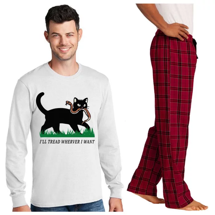 ILl Tread Wherever I Want Funny Cat Lover Long Sleeve Pajama Set