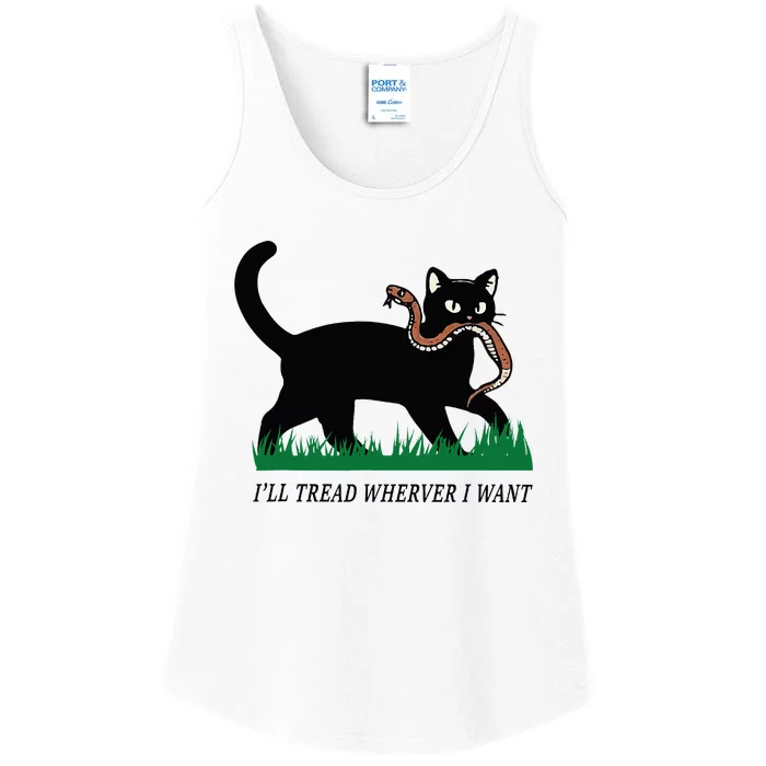 ILl Tread Wherever I Want Funny Cat Lover Ladies Essential Tank