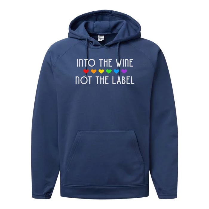 Into The Wine Not The Label LGBTQ+ Pride Rainbow Hearts Performance Fleece Hoodie