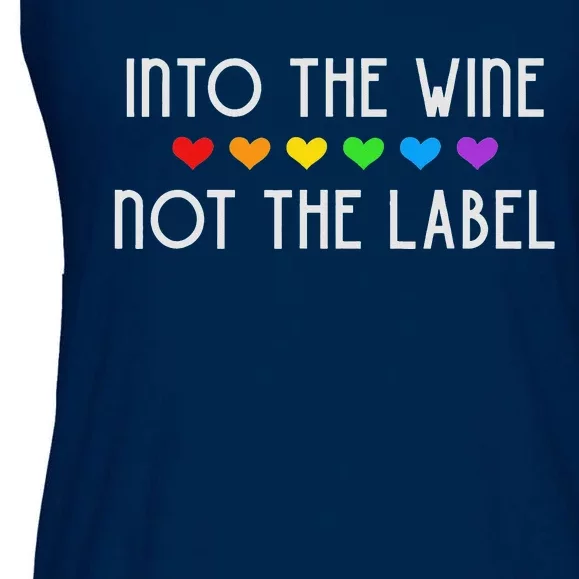 Into The Wine Not The Label LGBTQ+ Pride Rainbow Hearts Ladies Essential Flowy Tank