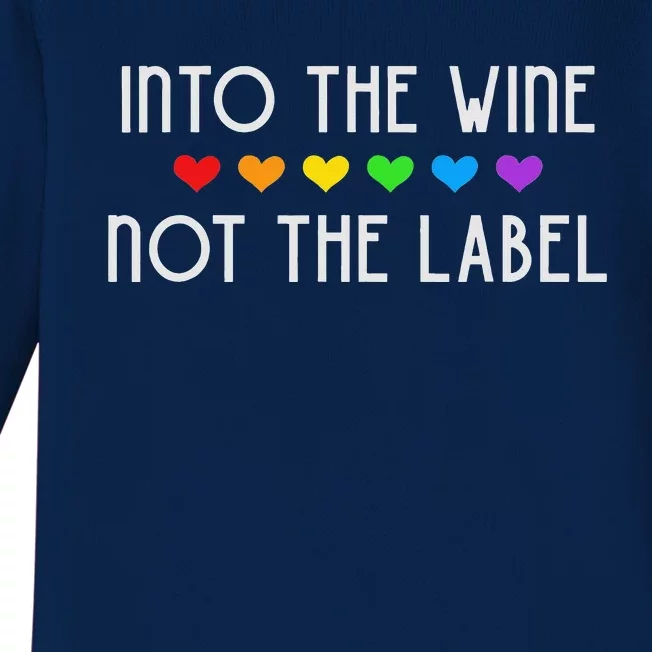 Into The Wine Not The Label LGBTQ+ Pride Rainbow Hearts Baby Long Sleeve Bodysuit