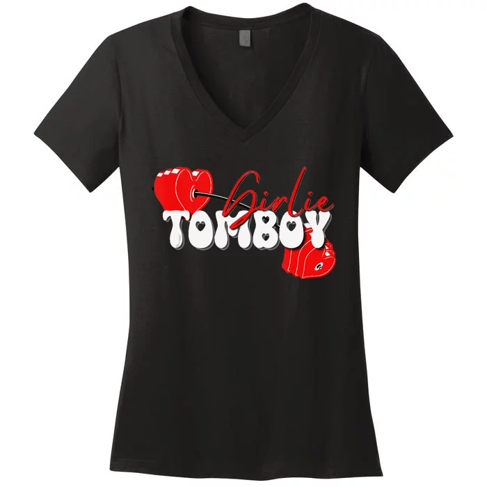 Ie Tom Workout Barbell Women's V-Neck T-Shirt