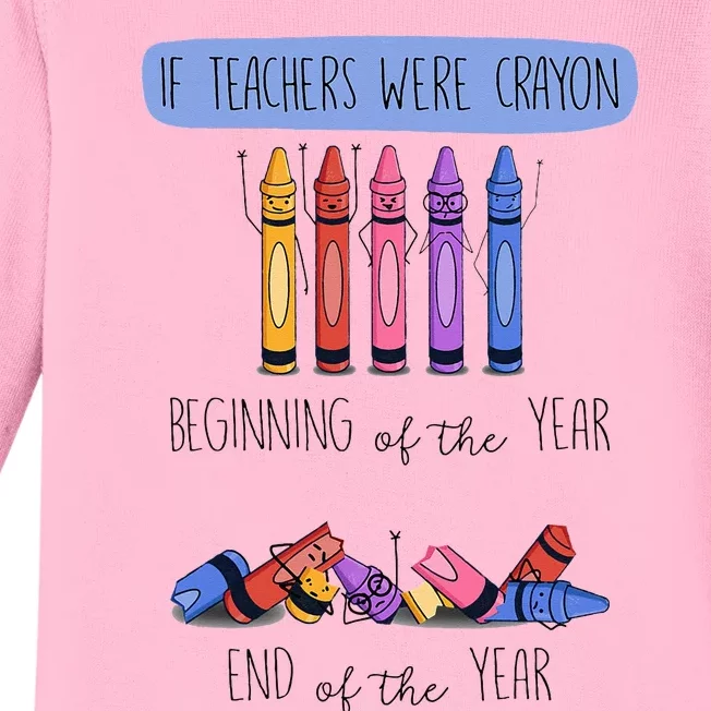 If Teachers Were Crayon Beginning Of The Year End The Year Baby Long Sleeve Bodysuit