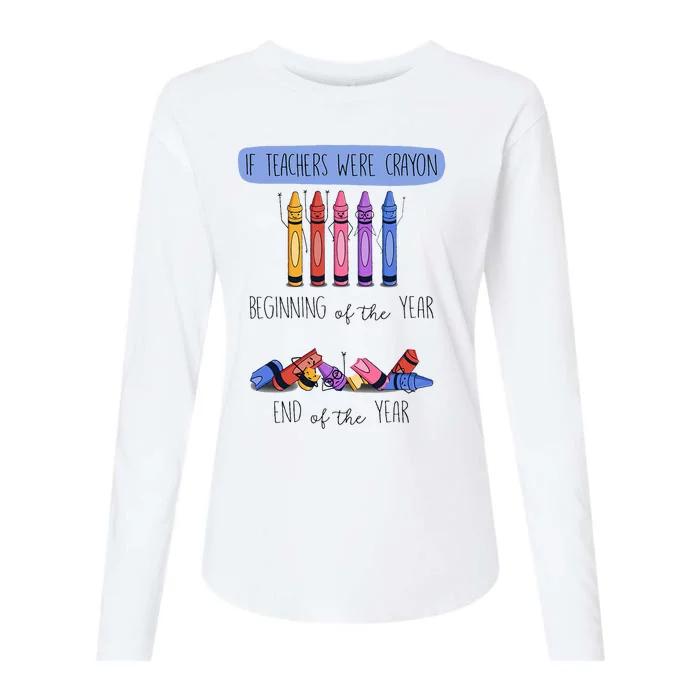 If Teachers Were Crayon Beginning Of The Year End The Year Womens Cotton Relaxed Long Sleeve T-Shirt