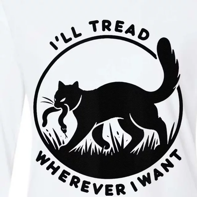 ILl Tread Wherever I Want Cat Womens Cotton Relaxed Long Sleeve T-Shirt