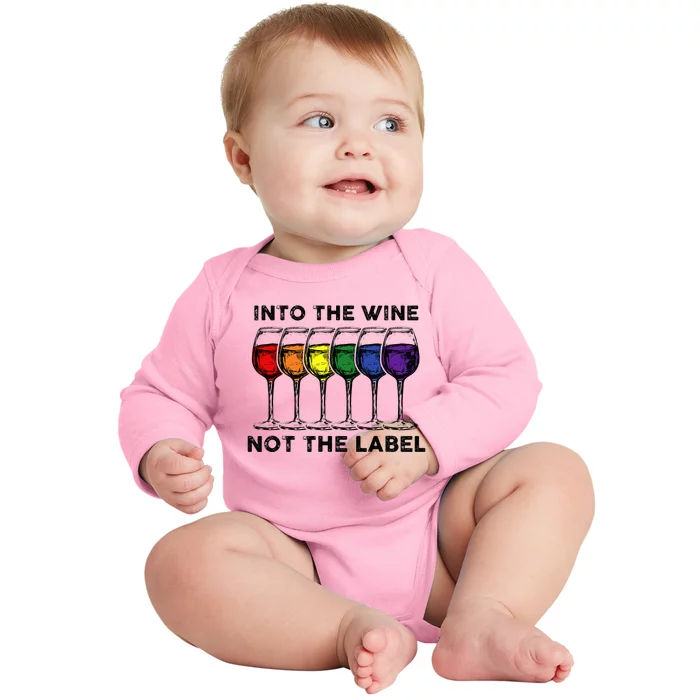 Into The Wine Not The Label Bisexual Pride Baby Long Sleeve Bodysuit