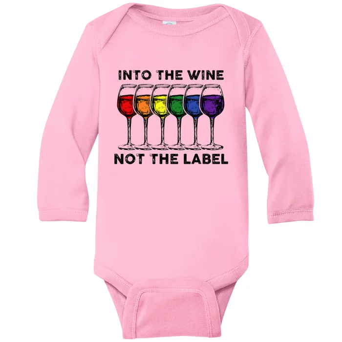 Into The Wine Not The Label Bisexual Pride Baby Long Sleeve Bodysuit