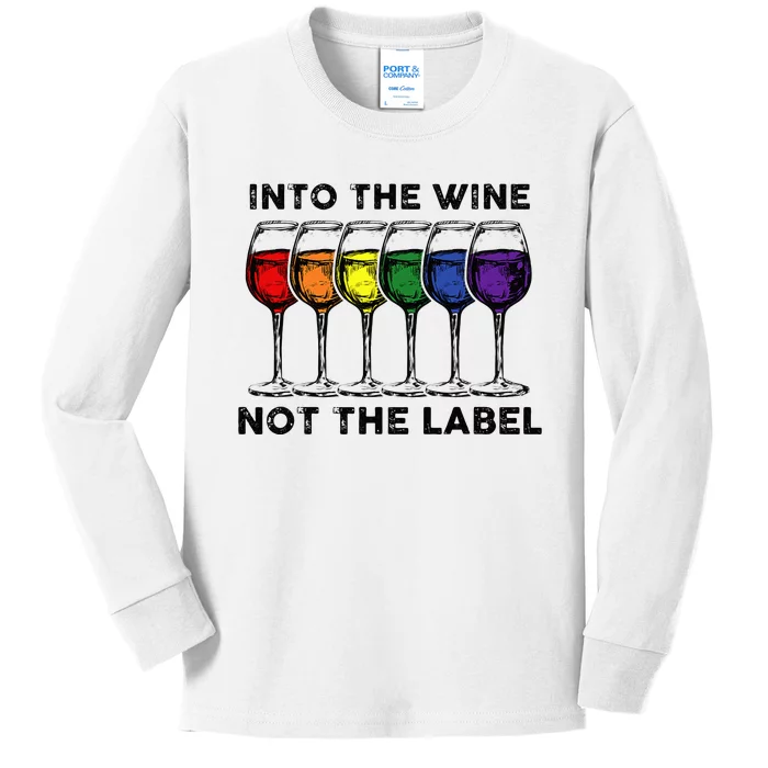 Into The Wine Not The Label Bisexual Pride Kids Long Sleeve Shirt