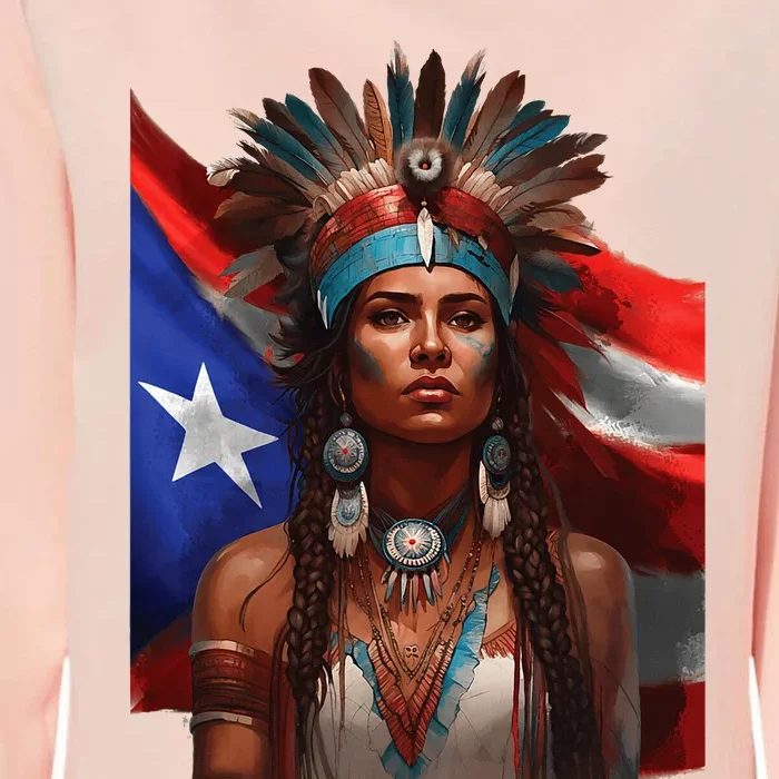 Indigenous Taino Woman Puerto Rican Flag Caribbean Womens California Wash Sweatshirt