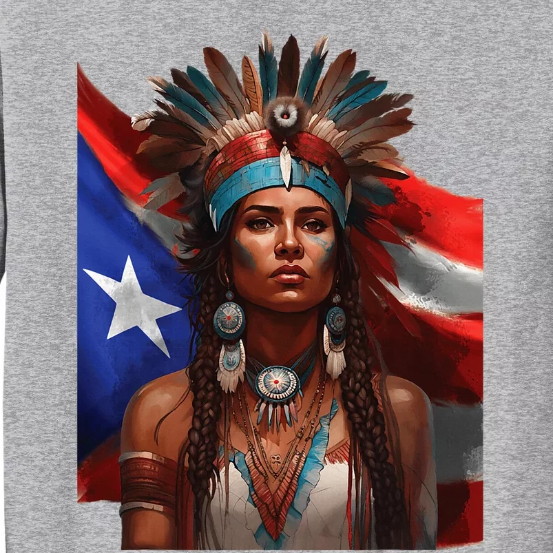 Indigenous Taino Woman Puerto Rican Flag Caribbean Tall Sweatshirt