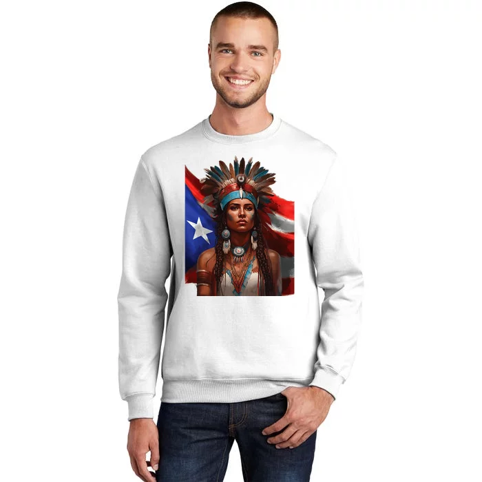 Indigenous Taino Woman Puerto Rican Flag Caribbean Sweatshirt