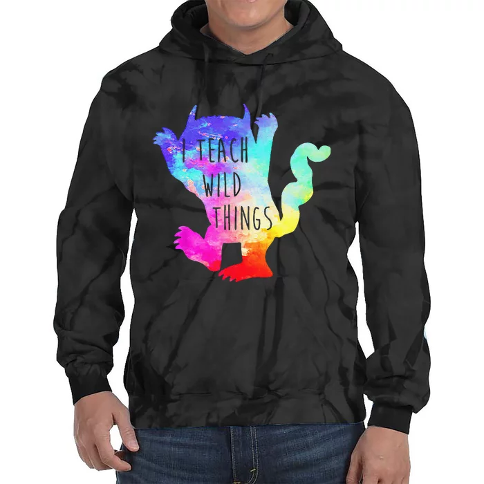 I Teach Wild Things Monster Funny Halloween Gifts Tie Dye Hoodie