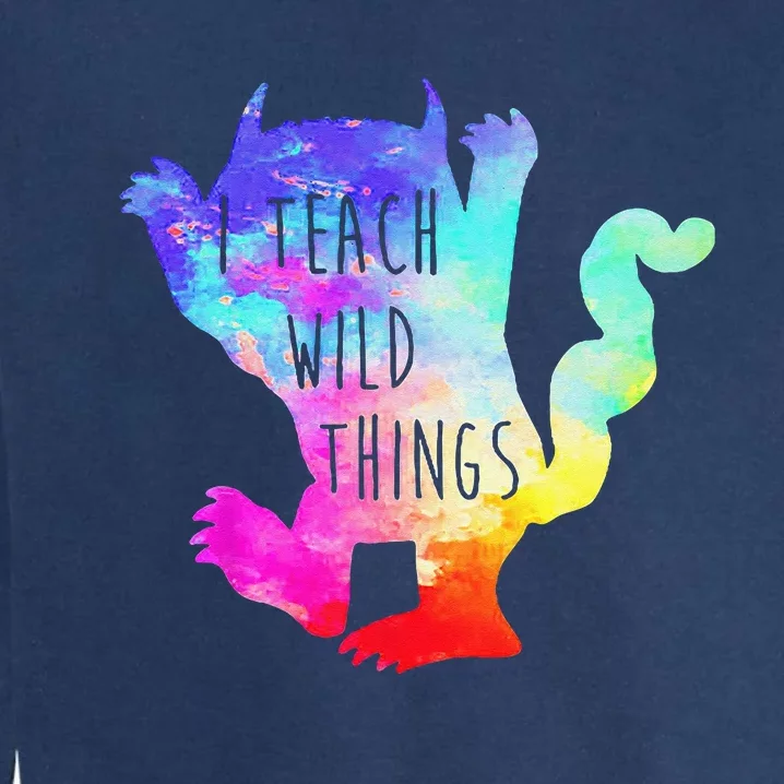 I Teach Wild Things Monster Funny Halloween Gifts Garment-Dyed Sweatshirt