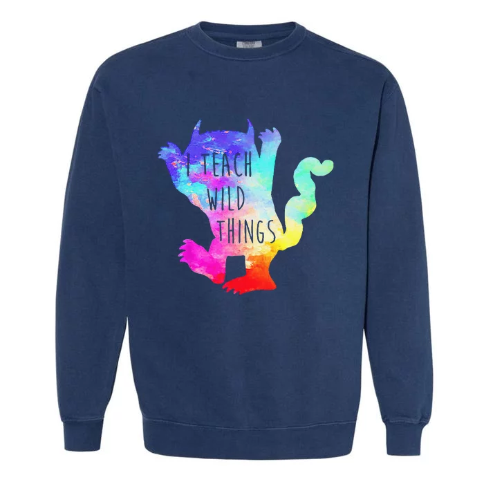 I Teach Wild Things Monster Funny Halloween Gifts Garment-Dyed Sweatshirt