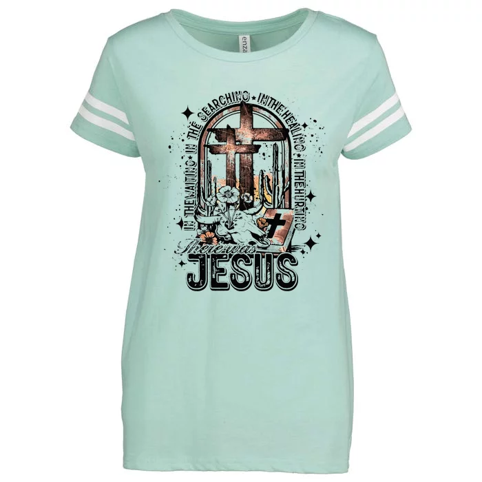 In The Waiting Searching Healing Hurting There Was Jesus Enza Ladies Jersey Football T-Shirt