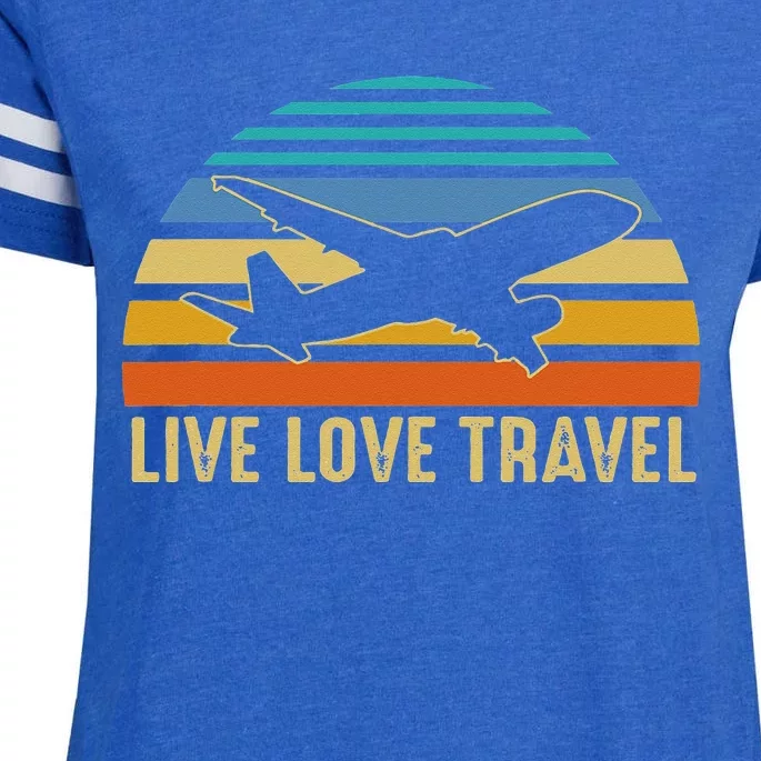 International Traveler World Traveling Live Love Travel Enza Ladies Jersey Football T-Shirt