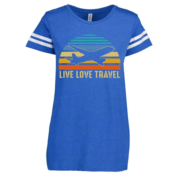 International Traveler World Traveling Live Love Travel Enza Ladies Jersey Football T-Shirt