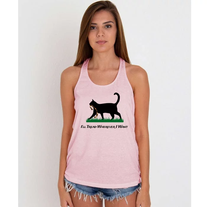 ILl Tread Wherever I Want Women's Knotted Racerback Tank