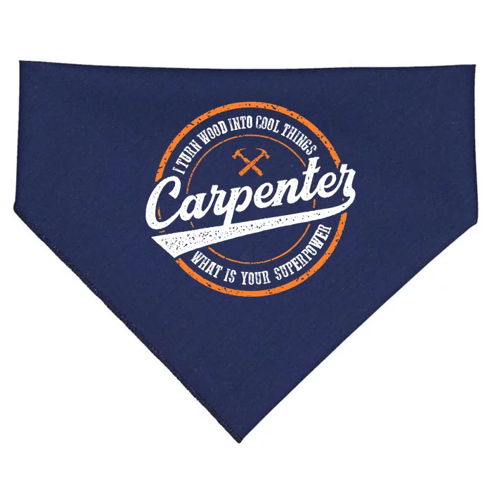 I Turn Wood Into Cool Things Whats Your Superpower Carpenter USA-Made Doggie Bandana