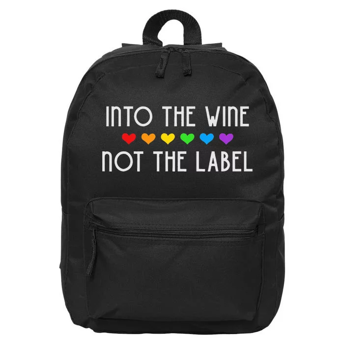 Into the Wine Not the Label LGBTQ+ Pride Rainbow Hearts 16 in Basic Backpack