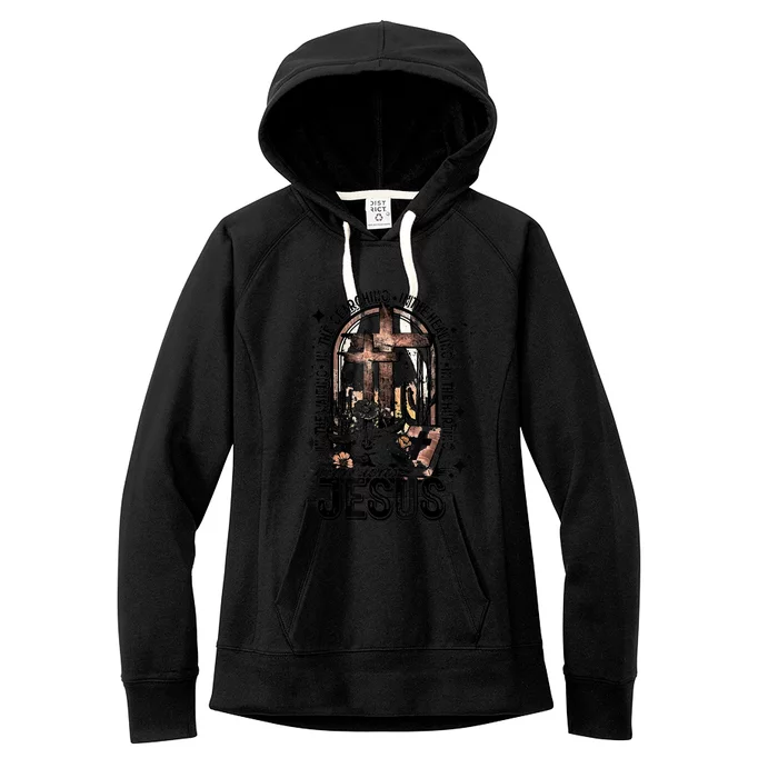 In The Waiting Searching Healing Hurting There Was Jesus Women's Fleece Hoodie