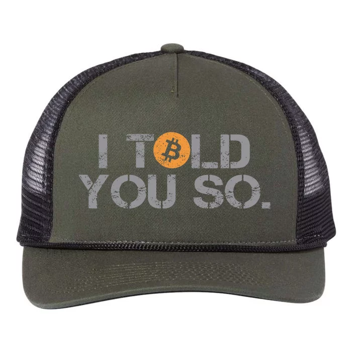 I Told You So Bitcoin Funny Btc Crypto Cryptocurrency Trader Retro Rope Trucker Hat Cap