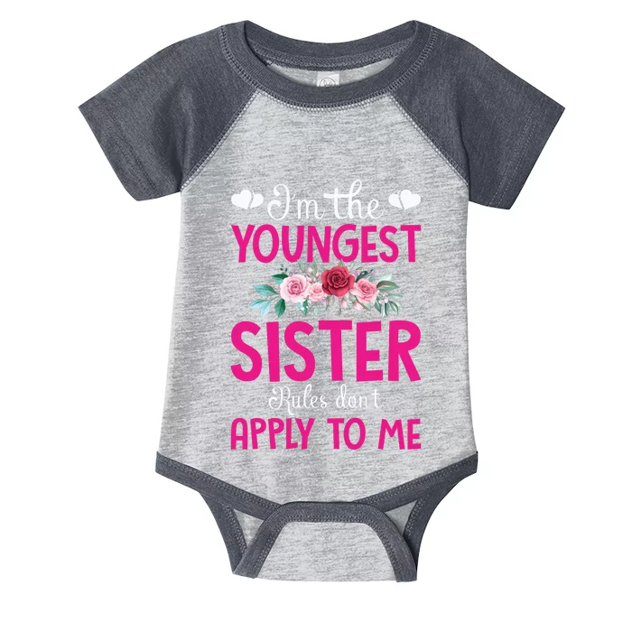 I'm The Youngest Sister Rules Don't Apply To Me Siblings Infant Baby Jersey Bodysuit