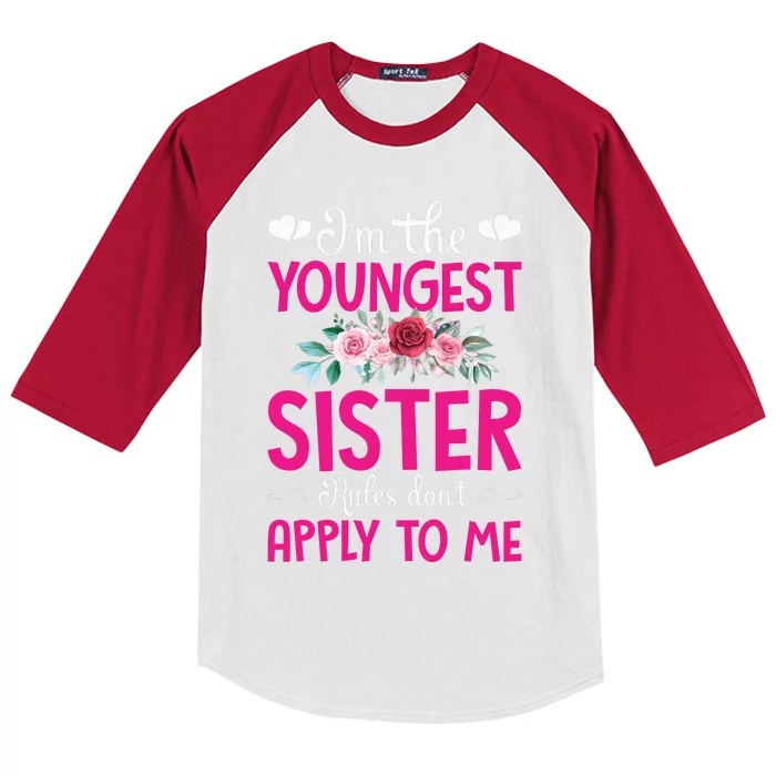 I'm The Youngest Sister Rules Don't Apply To Me Siblings Kids Colorblock Raglan Jersey