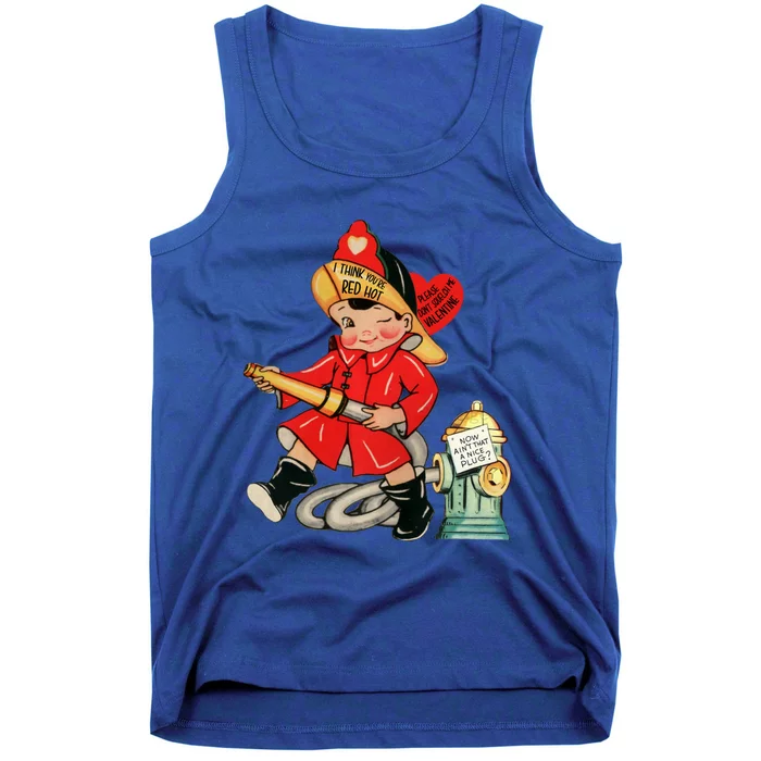 I Think You’re Red Hot Firefighter Fire Valentines Day Great Gift Tank Top