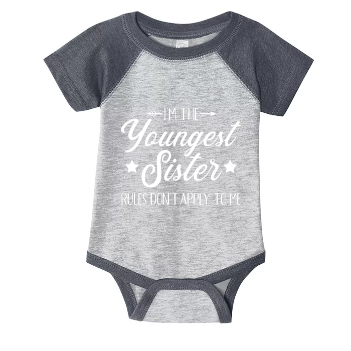 Im The Youngest Sister Rules Not Apply To Me Infant Baby Jersey Bodysuit