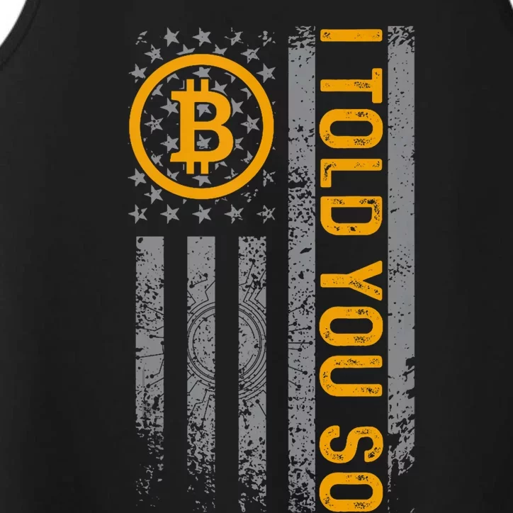 I Told You So Btc Fun Quote With Usa Flag Performance Tank