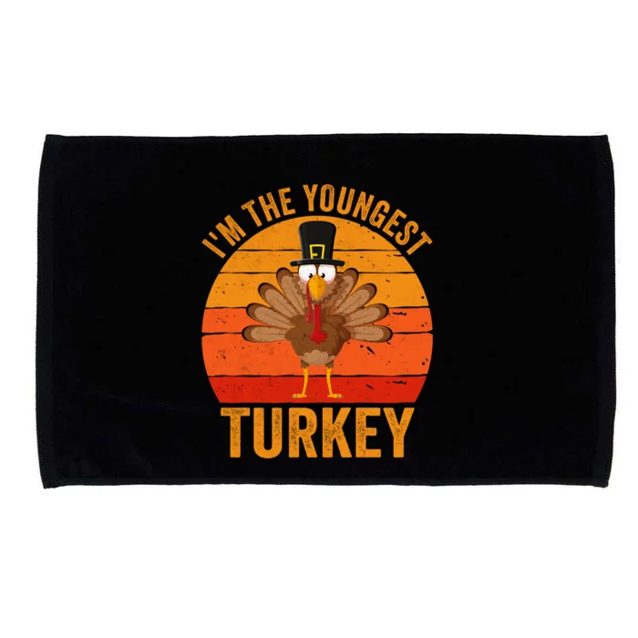 Im The Youngest Turkey Cool Gift Funny Thanksgiving Day Gift Microfiber Hand Towel