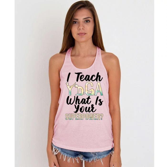 I Teach Yoga Instructor Yoga Teacher Gift Women's Knotted Racerback Tank