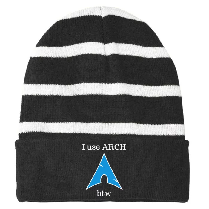 I Use Arch Btw Striped Beanie with Solid Band