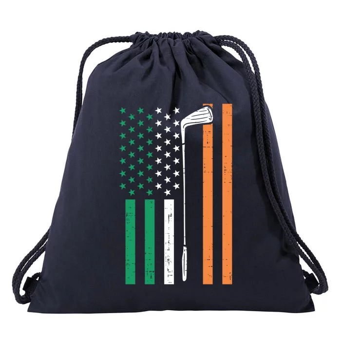 Irish Us Flag Golf Vintage St Patrick Golfing Patriot Golfer Meaningful Gift Drawstring Bag