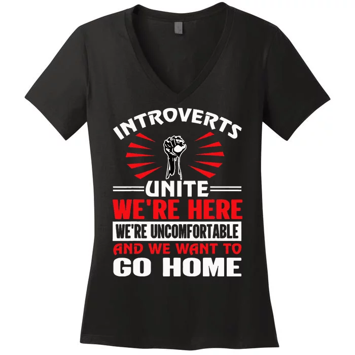 Introverts Unite Funny Anti Social Women's V-Neck T-Shirt