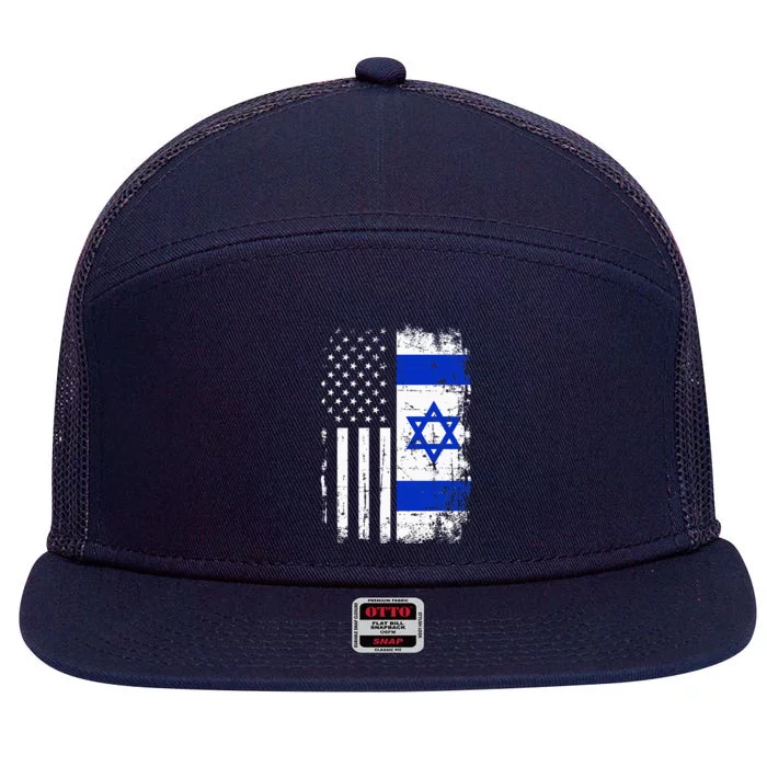 Israel Usa Flag 7 Panel Mesh Trucker Snapback Hat