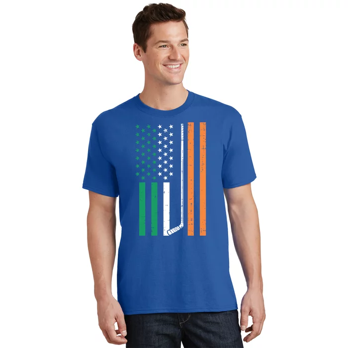 Irish Us Flag Ice Hockey St Patricks Day Sports Patriotic Gift T-Shirt