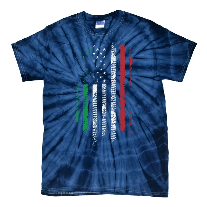 Italy USA Flag 4th Of July Patriotic American Italian Flag Tie-Dye T-Shirt