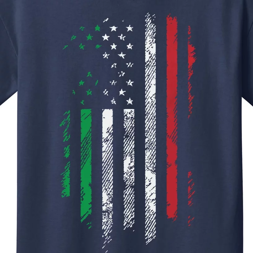 Italy USA Flag 4th Of July Patriotic American Italian Flag Kids T-Shirt