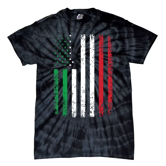 Italy USA Flag 4th Of July Patriotic American Italian Flag Tie-Dye T-Shirt