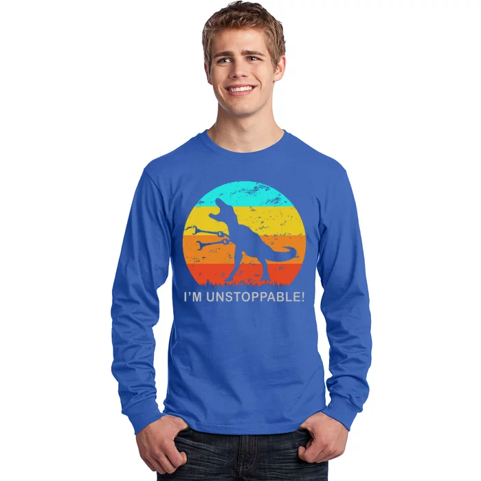 I'm Unstoppable Funny Vintage Retro TRex Long Sleeve Shirt