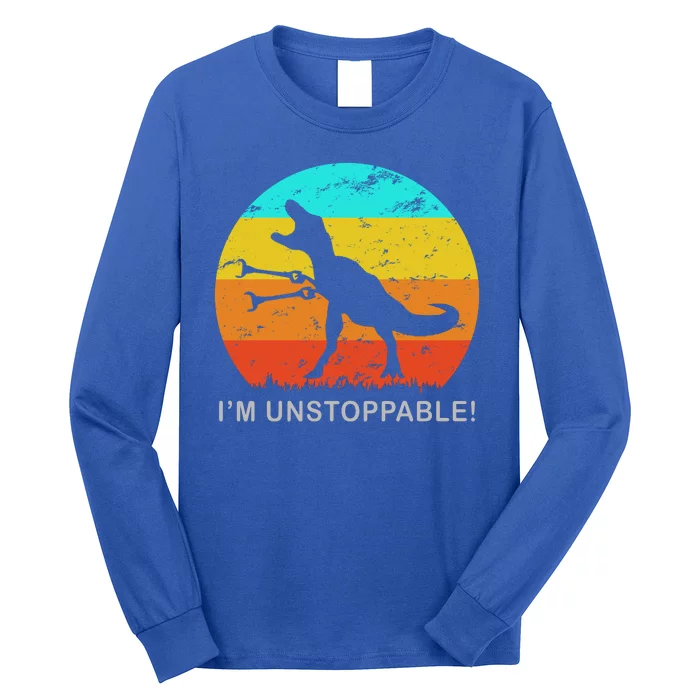 I'm Unstoppable Funny Vintage Retro TRex Long Sleeve Shirt