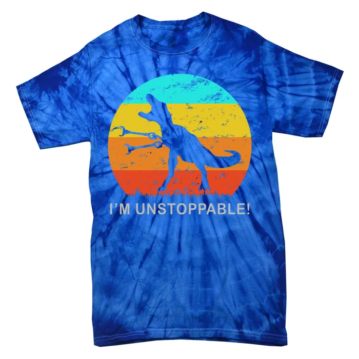 I'm Unstoppable Funny Vintage Retro TRex Tie-Dye T-Shirt