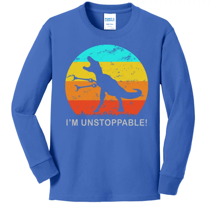 I'm Unstoppable Funny Vintage Retro TRex Kids Long Sleeve Shirt