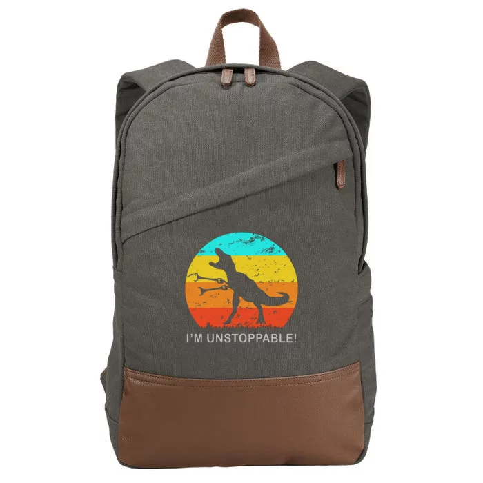 I'm Unstoppable Funny Vintage Retro TRex Cotton Canvas Backpack